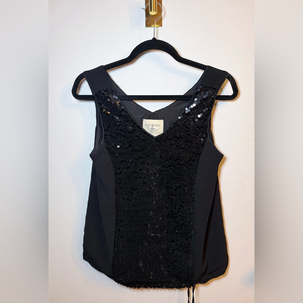 Cotélac Raphaëlle Cavalli black sequin sleeveless blouse - French 2/US Small